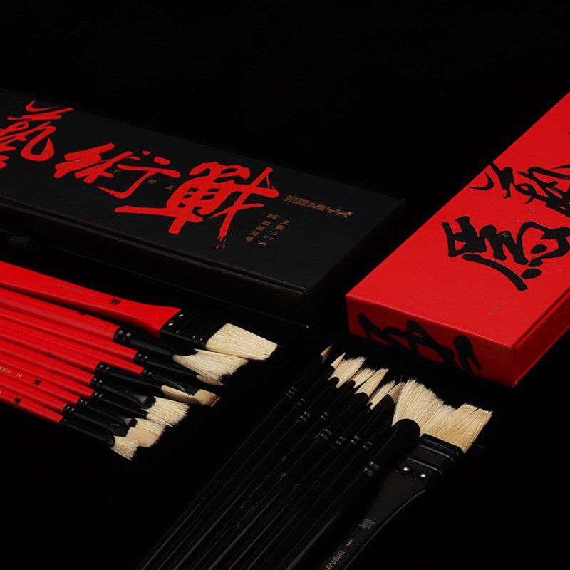 米娅水粉笔为艺术战色彩扇形笔套装美术专用勾线尼龙色彩画笔猪鬃