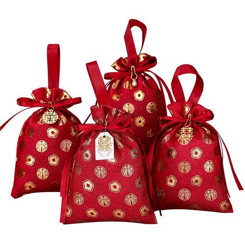 手提喜糖袋结婚糖果礼盒婚礼伴手礼袋子喜烟瓜子包装袋空盒喜糖盒