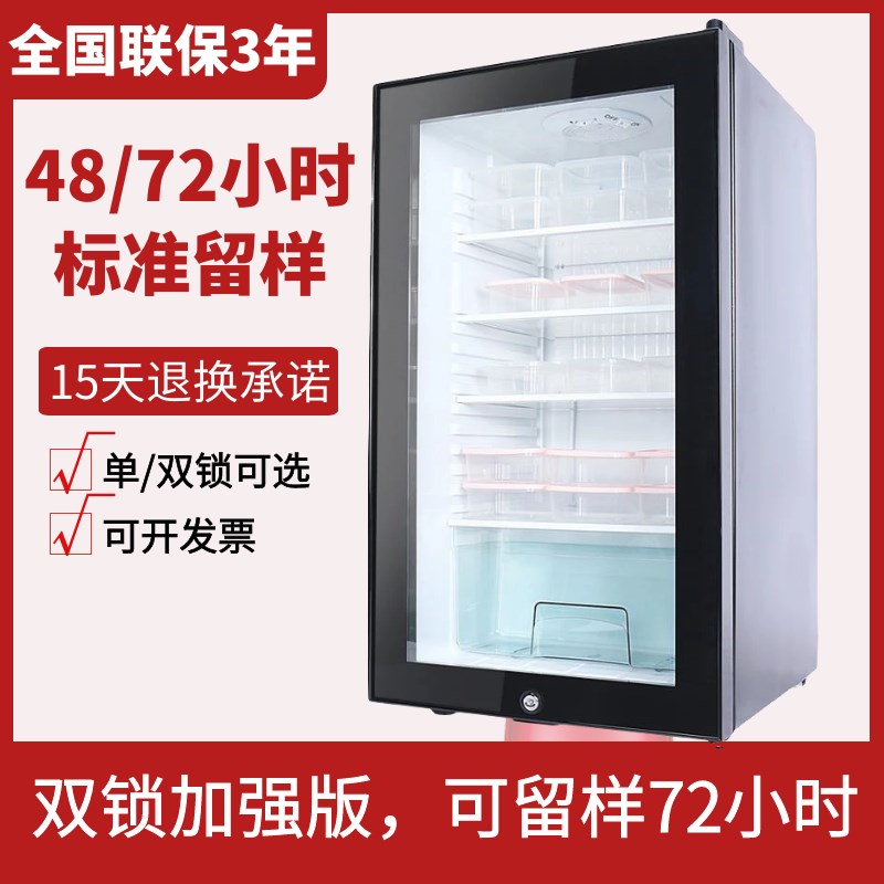 幼儿园食品留样柜学校小型家商用饮料冷藏冰箱保鲜展示柜带双锁