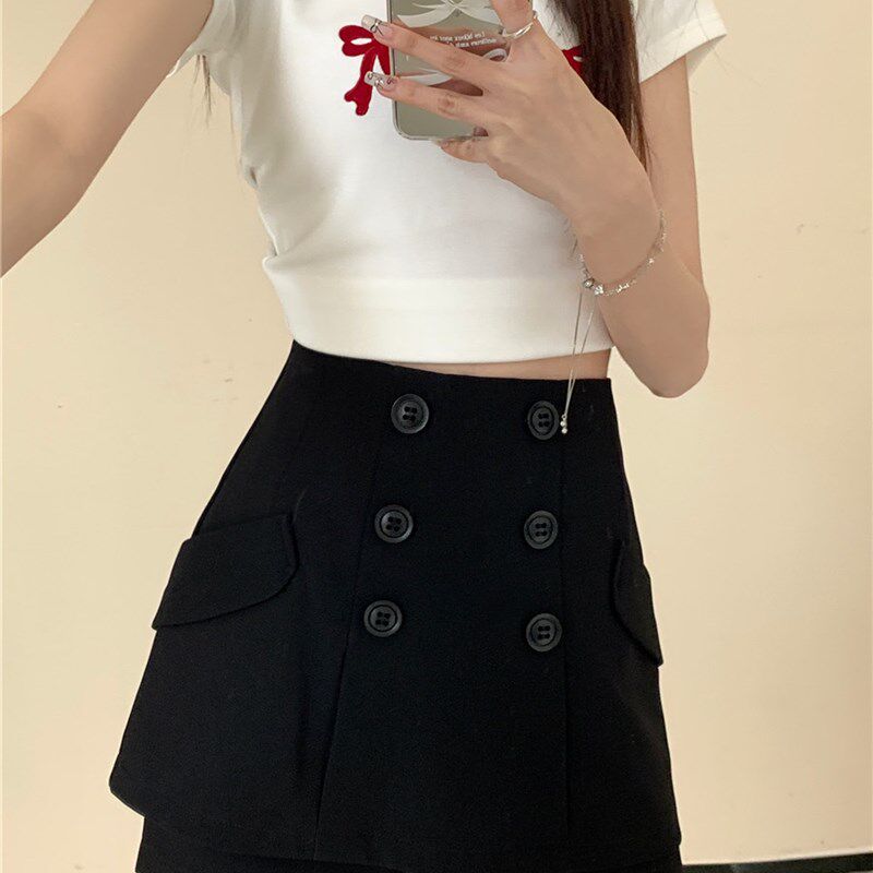 春夏遮肚子西装裤裙女a型显瘦高腰百搭胖m大码短裤时尚防走光裙裤