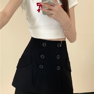 春夏遮肚子西装裤裙女a型显瘦高腰百搭胖m大码短裤时尚防走光裙裤