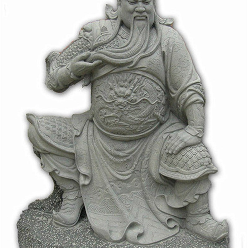 大型石雕关二爷雕塑寺庙关公石雕人物像花岗岩雕刻关公像定制加工