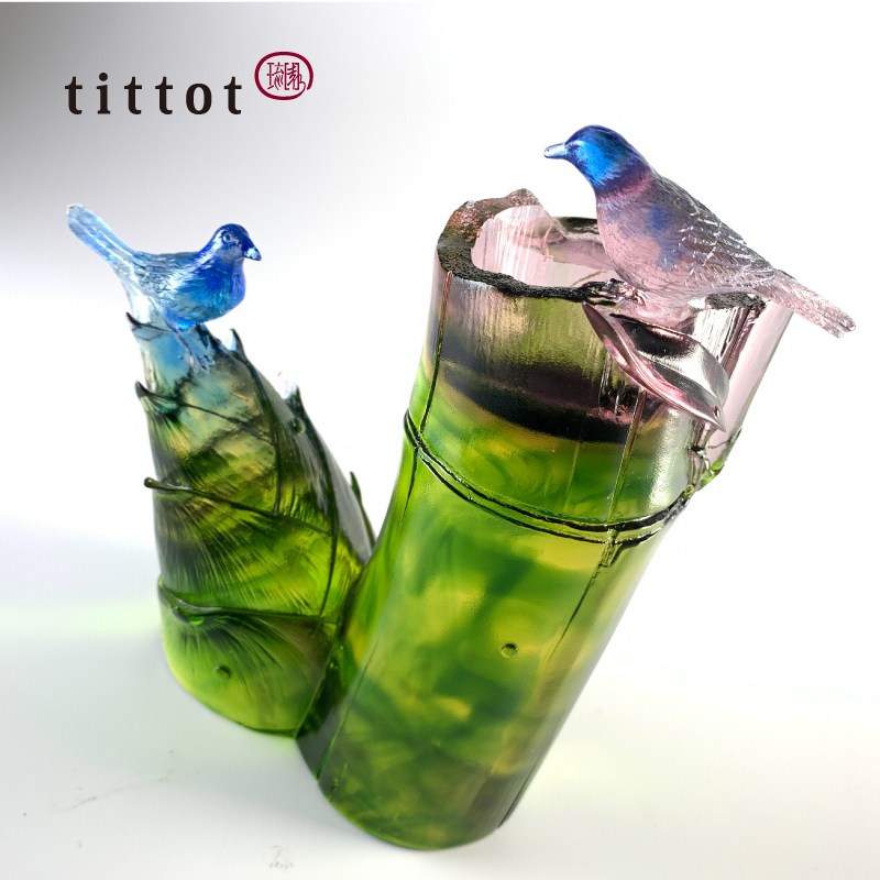 tittot琉园新中式创意琉璃工艺品摆件 高升唱 送领导公司合作礼物