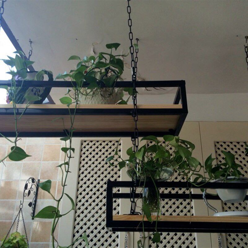 铁艺花架吊柜实木创意简约工业风悬挂餐厅绿植装饰壁挂吊架置物架