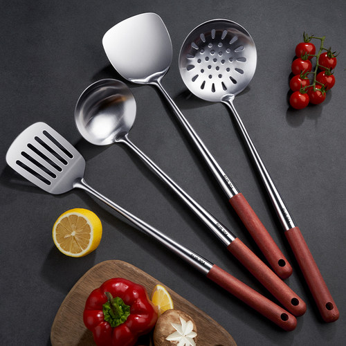 304不锈钢锅铲加厚炒菜铲子汤勺厨师加长柄炒勺漏勺家用厨具套装