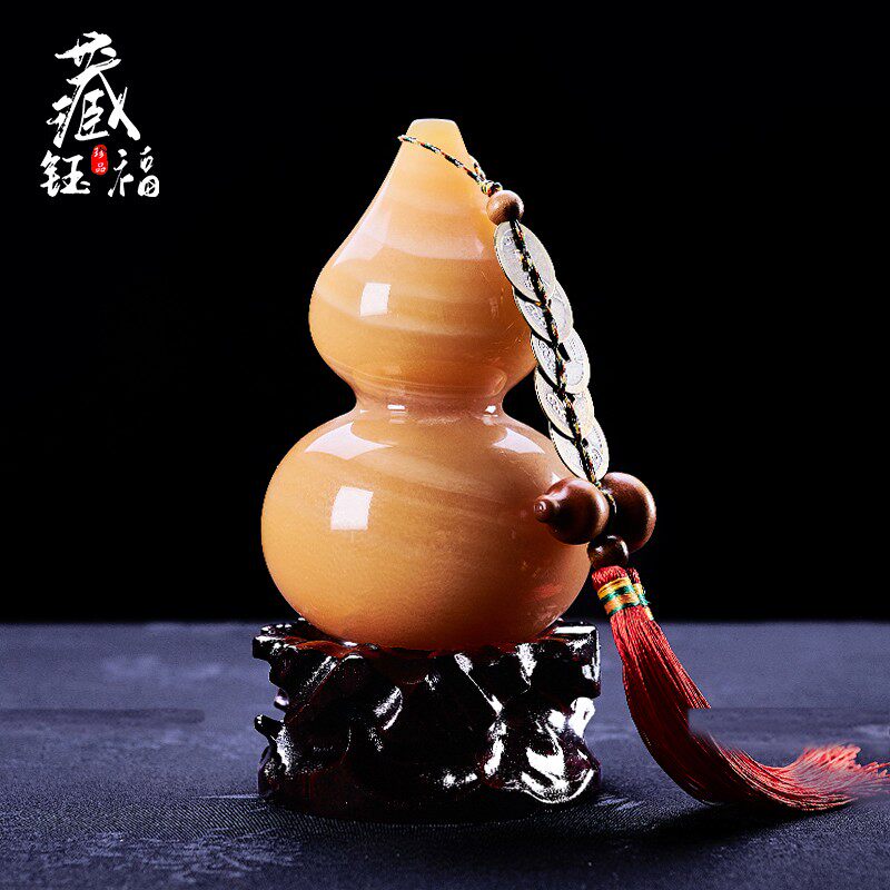 天然玉葫芦摆件中式家居客厅办公室玄关酒柜摆设开业乔迁新居礼品