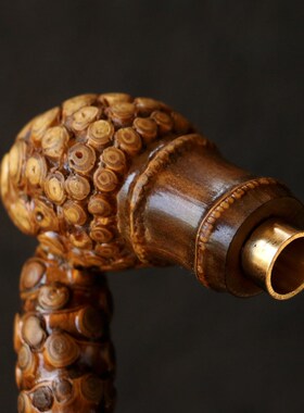 精品纯手工制作天然满钉老紫竹根烟斗竹制烟袋锅子贵州老式土烟斗