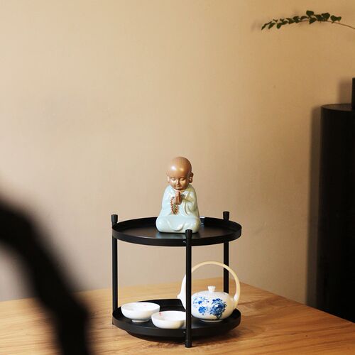 茶杯茶壶架茶具收纳置物架圆形桌面博古架多宝阁展示摆放小型花架