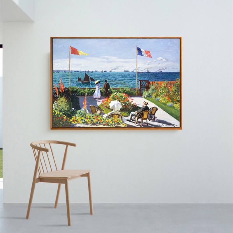 《花园》莫奈客厅装饰画有框酒店卧室油画床头餐厅厨房成品