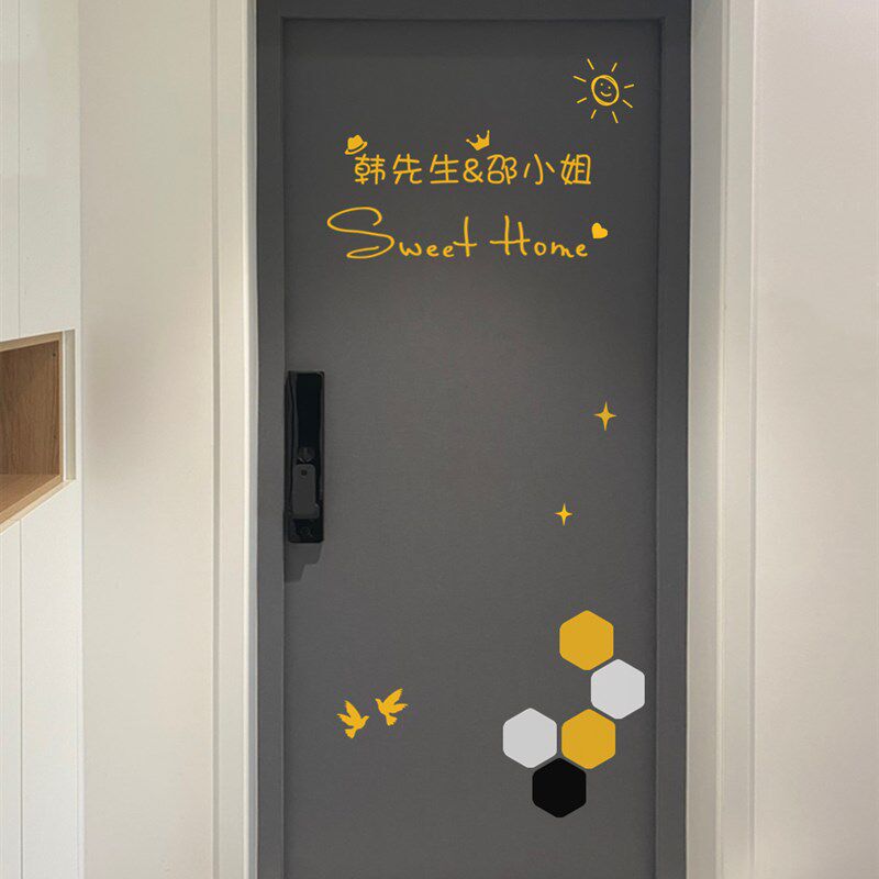 简约风自粘隔音门贴防盗门改色入户门旧木门创意翻新改造装饰贴纸