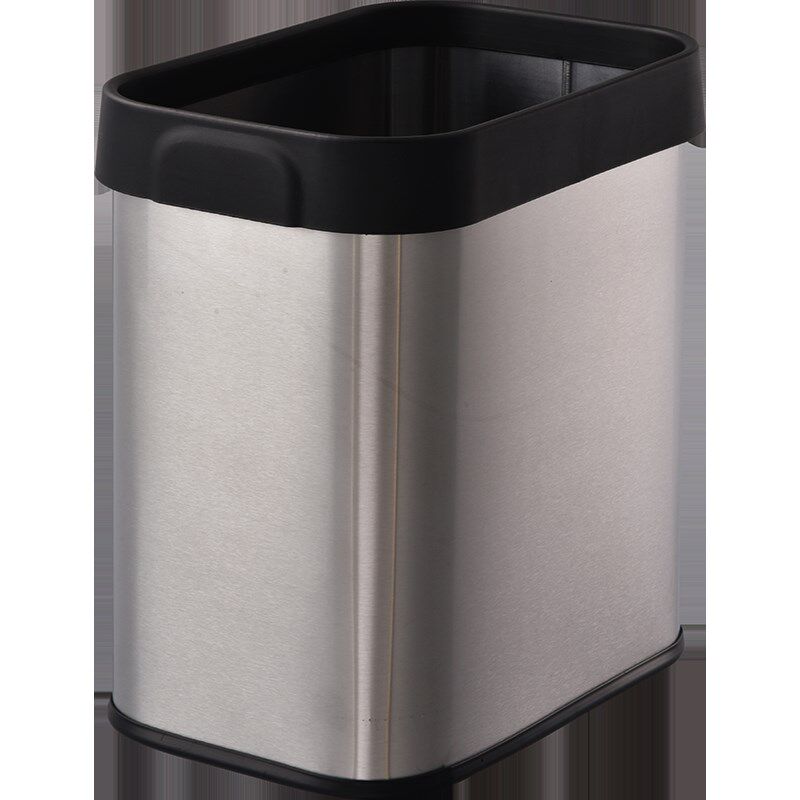 欧式简约无盖带压圈不锈钢垃圾桶方形大号创意家用卧室厨房收纳桶