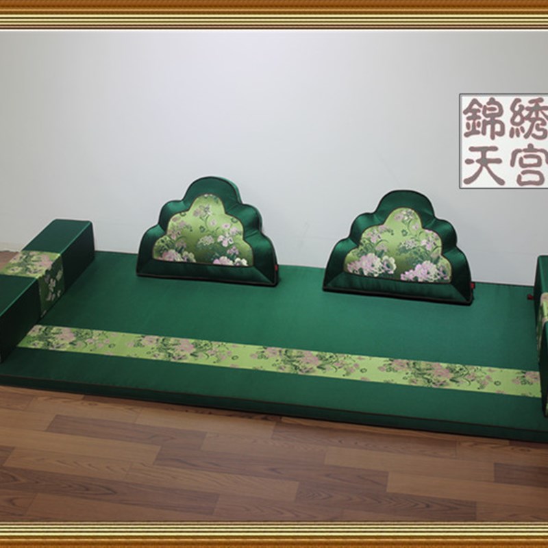 中式罗汉床靠枕山形云朵垫绸缎腰枕宫廷元宝沙发扇形靠背靠山精品