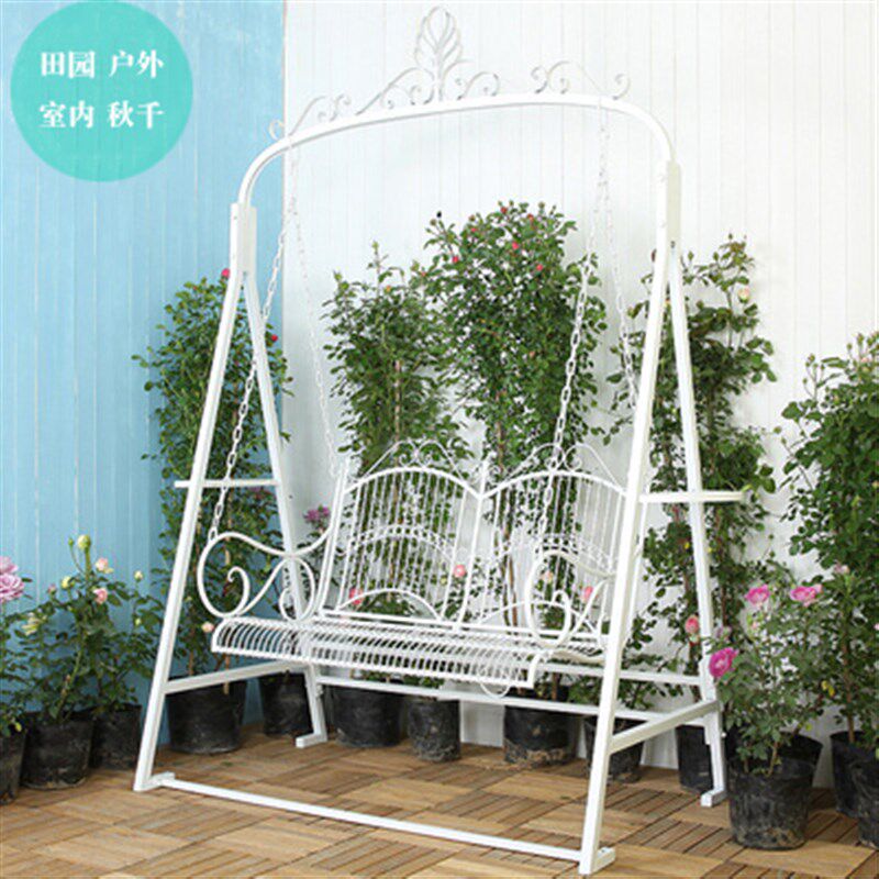 铁艺户外秋千双人欧式阳台吊椅吊篮庭院室内摇篮椅 婚庆婚礼摆件