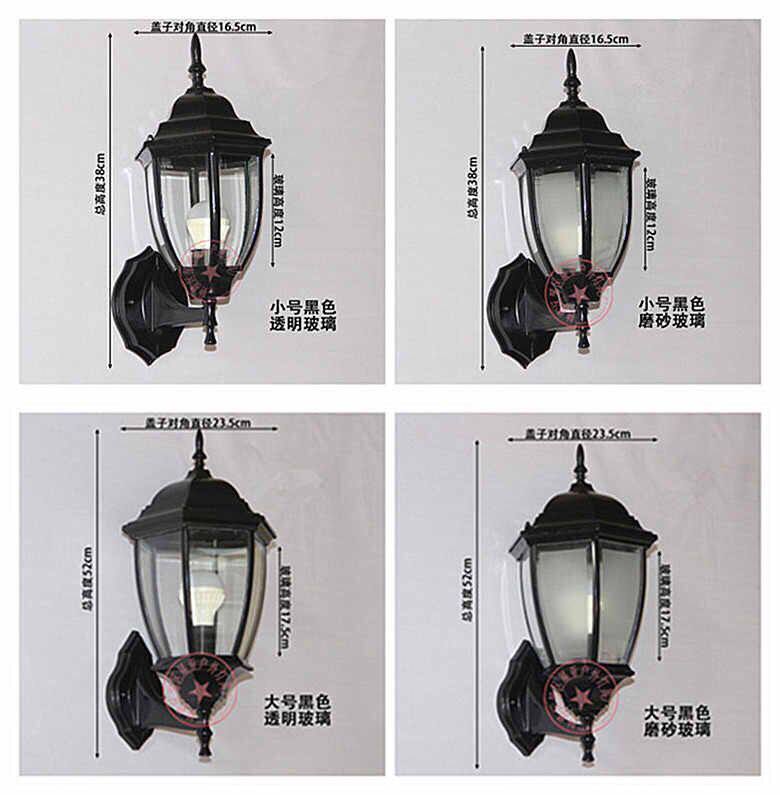欧式壁灯新款户外灯过道阳台庭院防水室外复古六角墙壁灯包邮玻璃