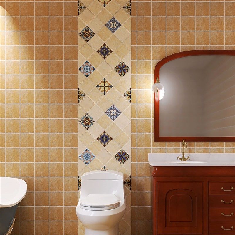 欧式复古瓷砖贴厨房防油贴纸卫生间防水防污墙贴磨砂地贴腰线壁纸