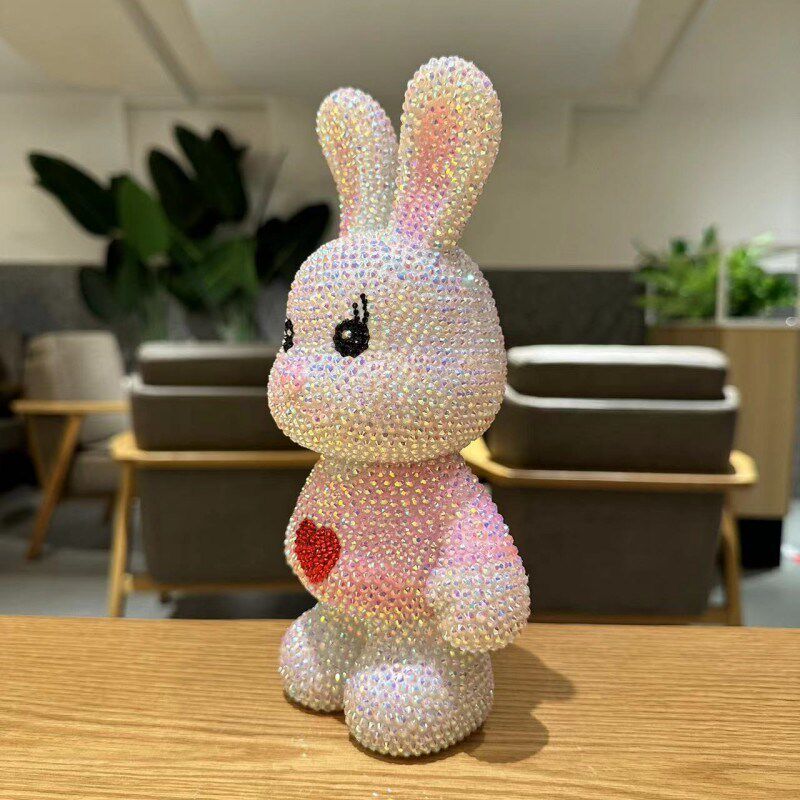 站姿兔子年礼品创意可爱小白兔存钱罐儿童防摔储蓄罐送学校贴钻