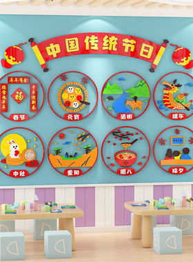 幼儿园中国传统节日主题文化墙面装饰教室环境创设布置材料墙贴画