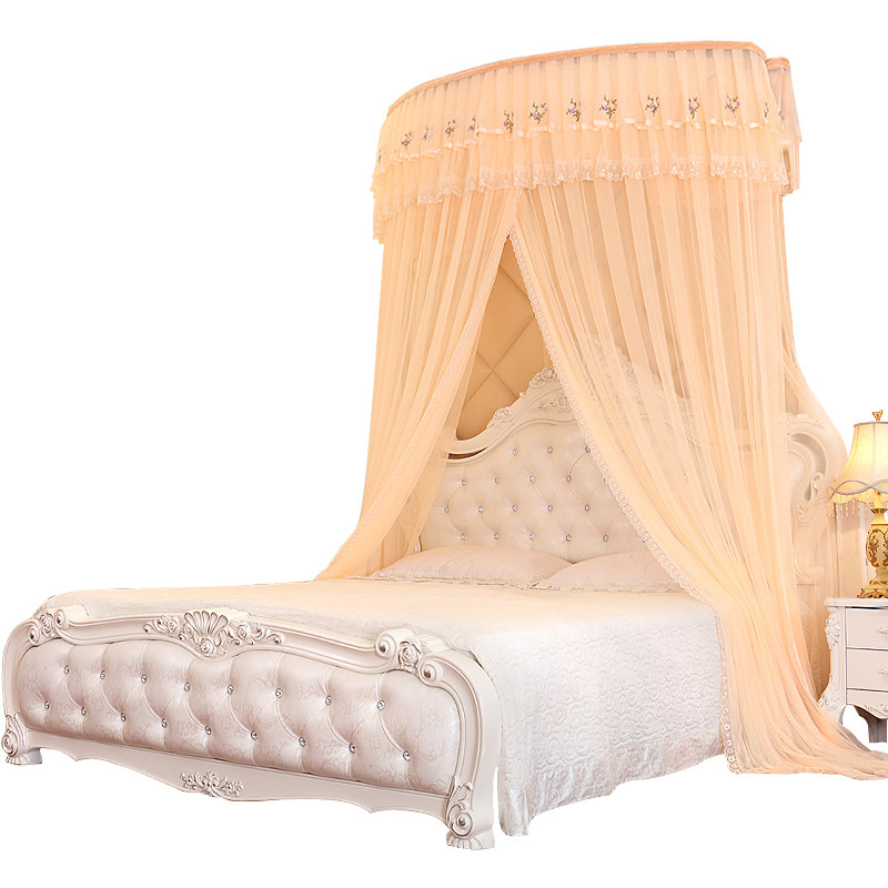 u形导轨蚊帐隐形折叠加粗支架1.5m1.8家用2米双开门加密加长帐纱