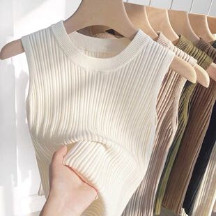 针织小背心女内搭新款 别致设计感圆领秋内搭遮副乳打底外穿上衣