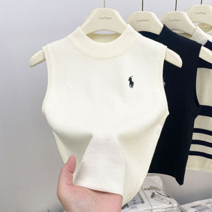 复古优雅高端半高领工字背心女2026春夏新款 气质内搭打底上衣 时尚