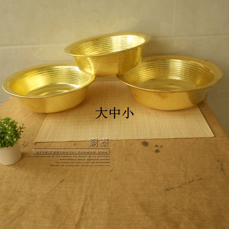 铜盆 黄铜盆 婚庆盆 铜盆 纯铜洗脸盆 足浴盆 洗脸泡脚盆手工加厚