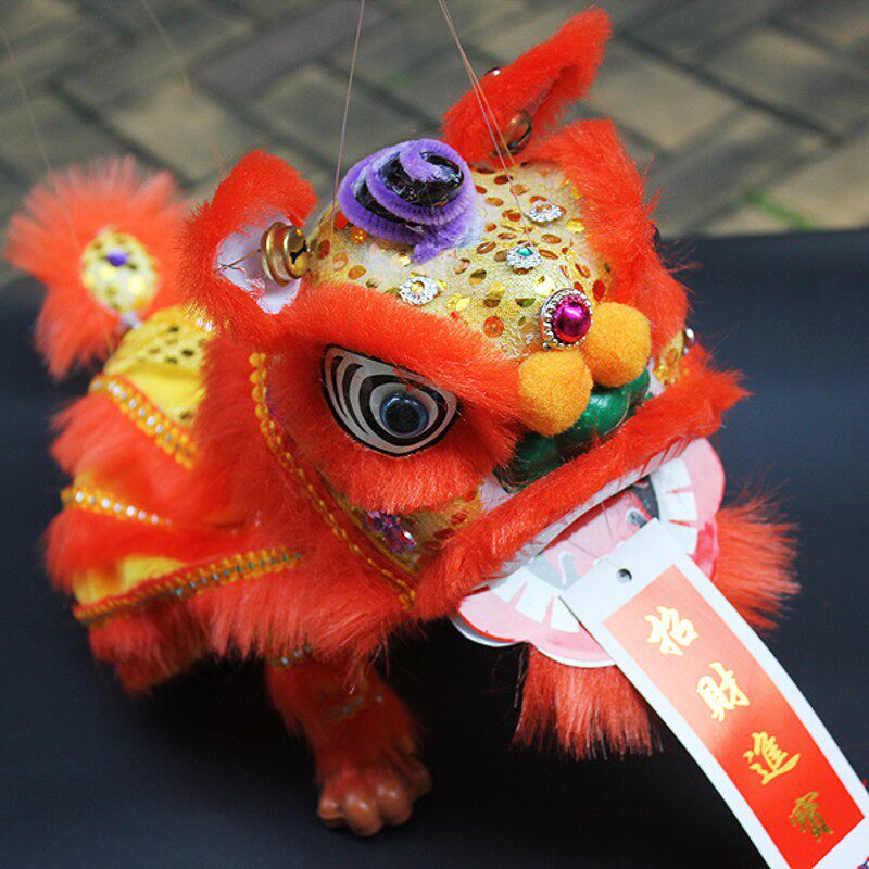 中国特色民间传统舞狮工艺品 中号木偶狮摆件装饰 送老外新年礼物
