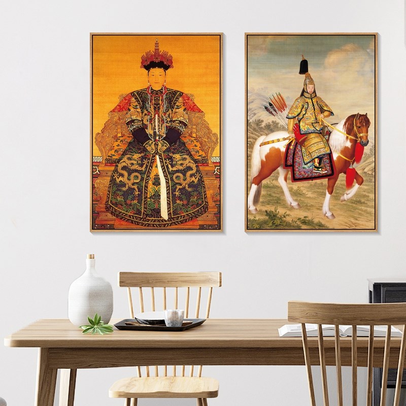 皇帝画像清朝宫廷画康熙雍正乾隆壁画皇后装饰画客厅书房龙袍挂画