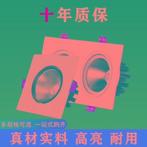 led筒灯长方形cob射灯单头双头家用网格吊顶斗胆灯格栅灯15x15x10