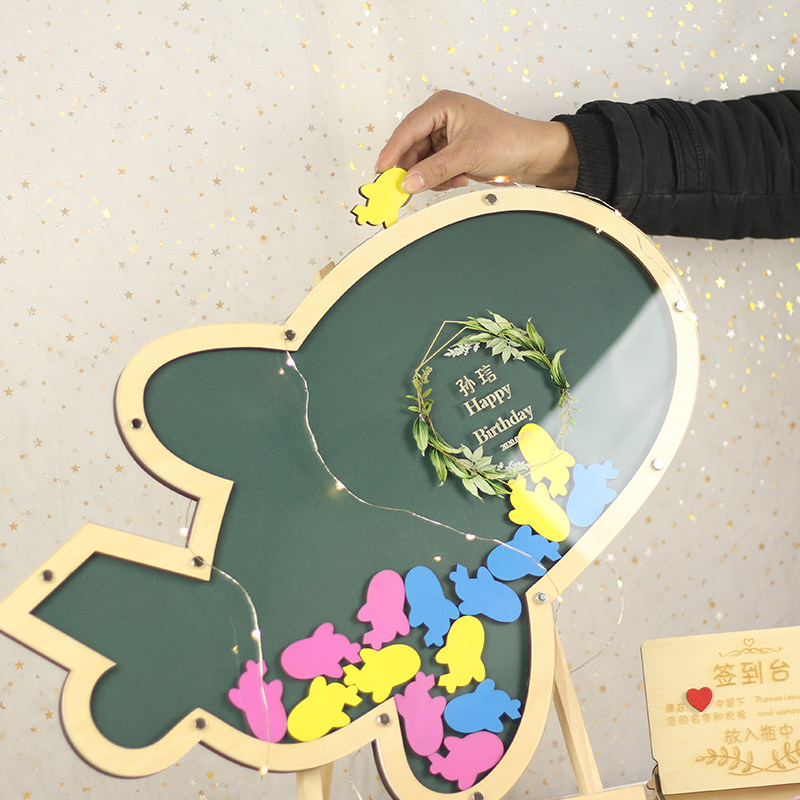 绿色飞机创意签到板结婚礼婚庆摆件布置签到墙创意礼金签名簿定制