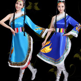 藏袍少数民族表演服广场舞西藏演出服 女成人水袖 新款 藏族舞蹈服装