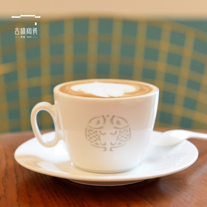 景德镇陶瓷茶杯早餐杯一勺一碟一杯勺牛奶杯马克杯玲珑瓷咖啡杯