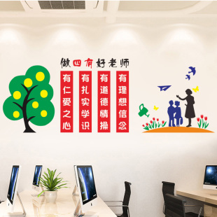 尊师重道四有好老师学校办公室教师德师风标语文化墙贴纸布置装饰