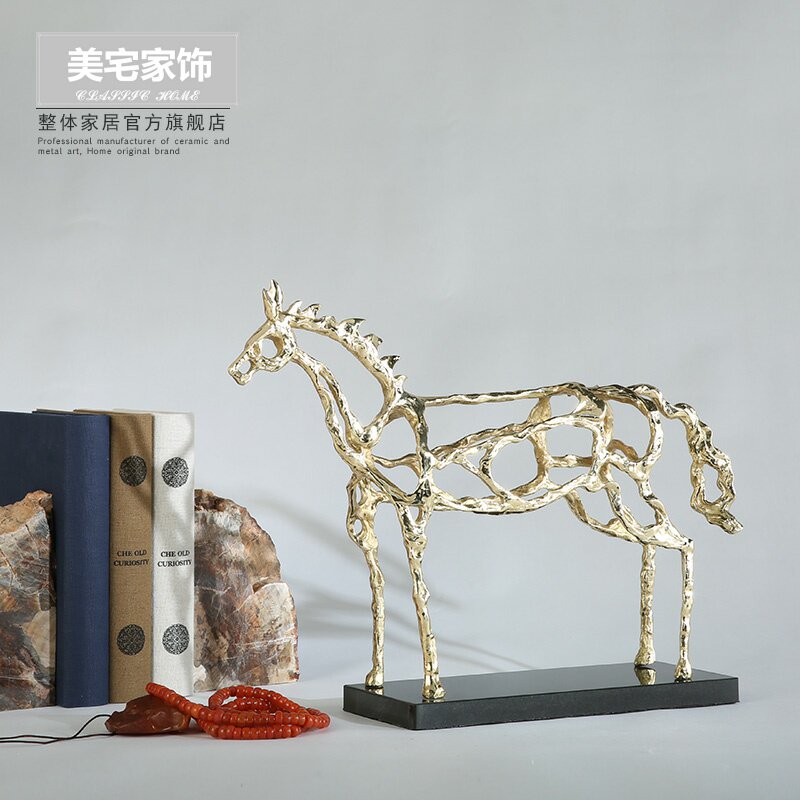 铜马摆件工艺品 金属动物镂空马装饰品 客厅酒柜家居饰品办公室