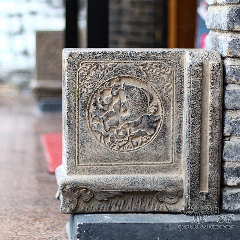 中国风石雕门墩抱鼓石仿古典石镇宅家用门当户对貔貅麒麟门口摆件