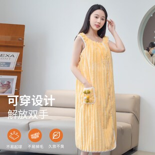 浴巾家用女可穿可裹非纯棉全棉吸水大人浴裙浴袍秋冬洗澡2024新款