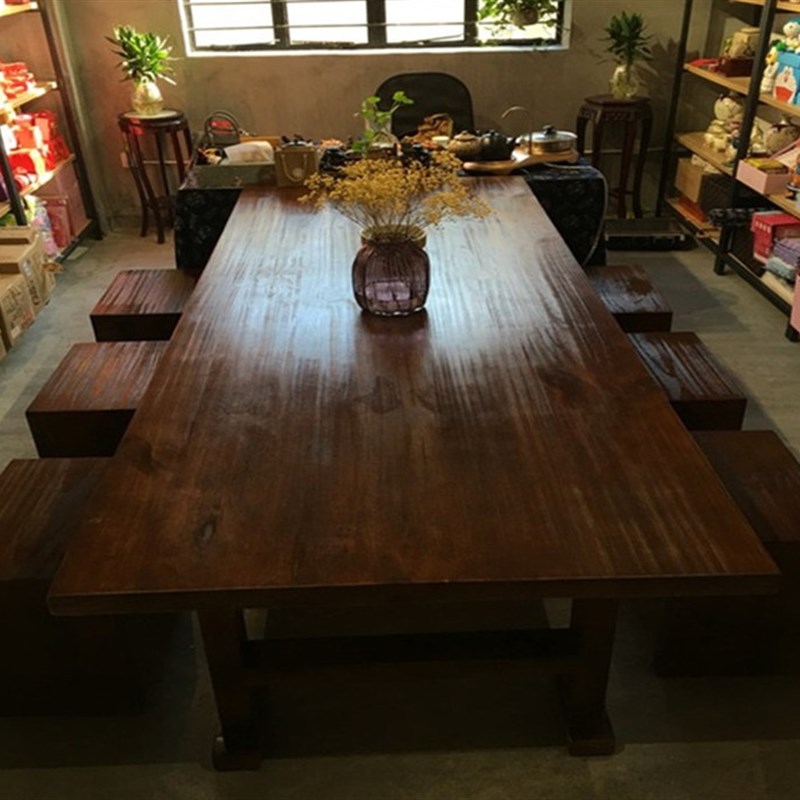 美式乡村餐桌法式彷古餐桌椅覆古做旧长方形餐桌实木家俱欧式餐桌