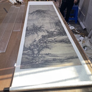 1:1巨然溪山兰若图山水画立轴国画艺术微喷古代名画复制高清宋画