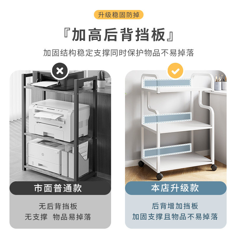 放打印机置物架落地放置柜搁物架子可移动办公室桌边电脑主机托架