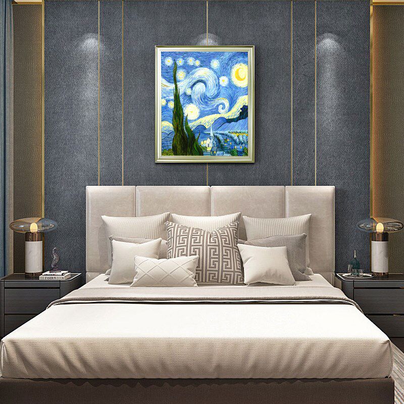 瑞杰 手绘油画《梵高丰收鸢尾花》欧式客厅装饰画 美式餐厅画