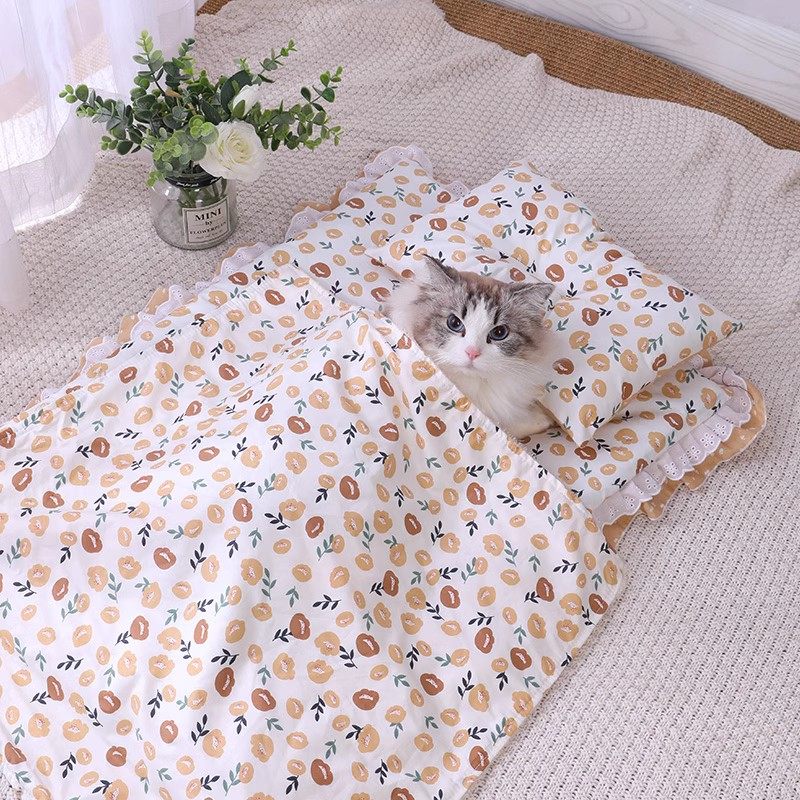 宠物三件套猫窝睡垫毯子猫咪被子猫用小枕头狗垫子可拆洗四季通用