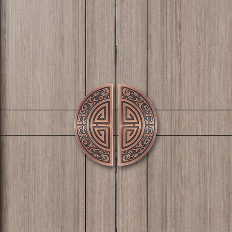 中式半圆玻璃门拉手实心太空铝雕刻会议室包厢仿古铜大把手圆拉手