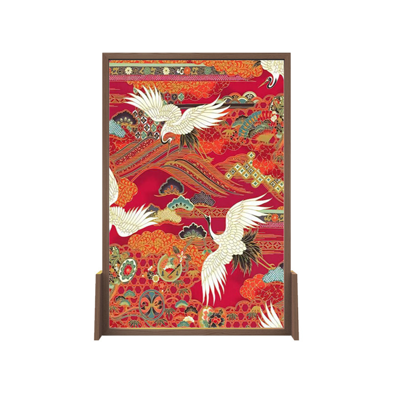 新中式屏风隔断客厅中国红花鸟入户玄关卧室遮挡家用实木移动座屏
