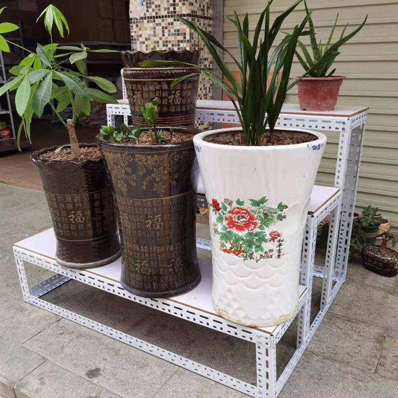 梯形货架阶梯花架拆装移动置物架粮油落地展示架角钢木板礼品铁架