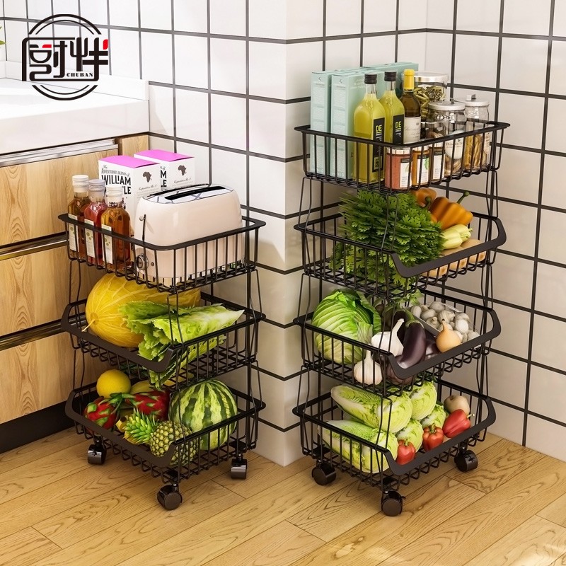 厨房蔬菜置物架落地多层多功能菜篮子零食果蔬收纳筐储物放菜架子