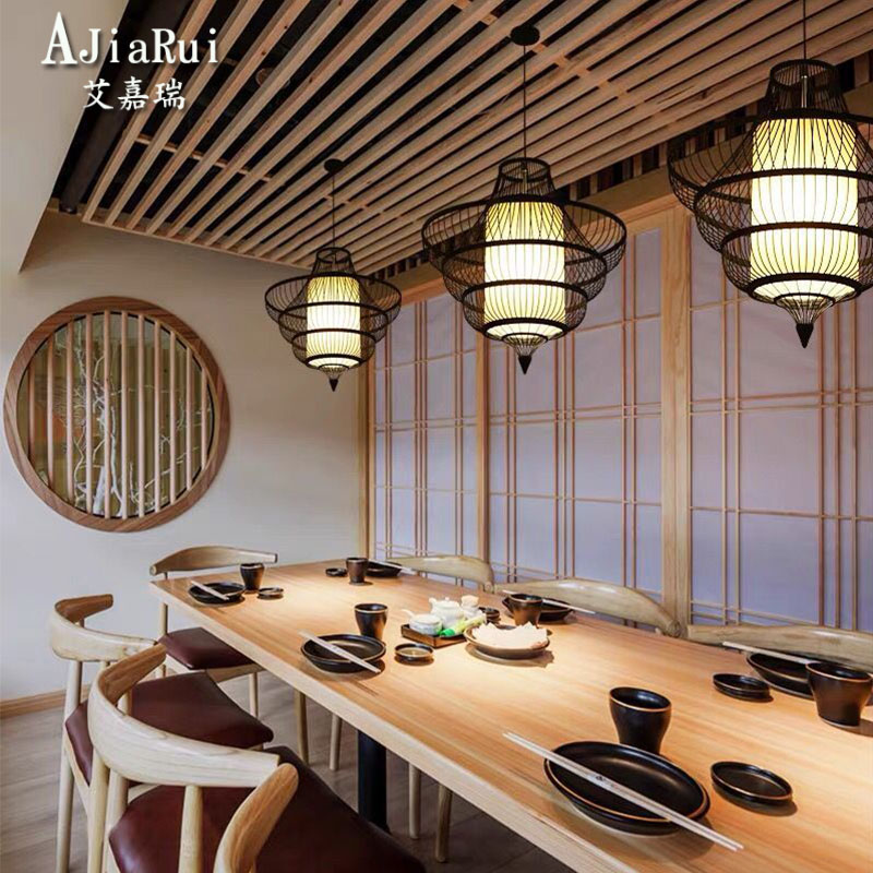 中式禅意茶室餐厅火锅店饭店餐馆卡座创意个性民宿竹艺鸟笼吊灯具