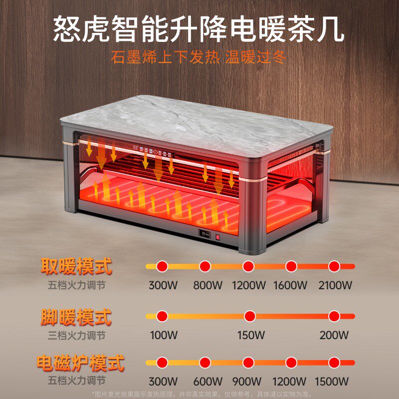 怒虎电暖茶几取暖桌烤火桌子客厅家用长方形冬季多功能节能电暖炉
