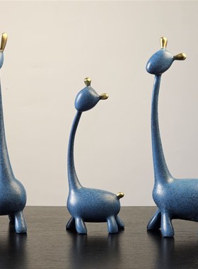 北欧三口之家鹿摆件家居客厅电视柜酒柜玄关装饰品桌面小摆设乔迁