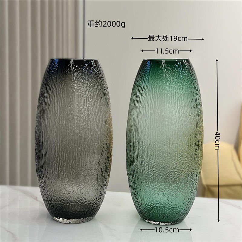 特大号40cm原色玻璃花瓶水培富贵竹吊钟马醉木芦苇客厅落地摆件品