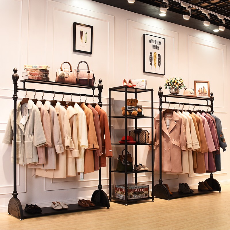 服装店展示架上墙女装店货架挂衣架专用陈列架欧式落地式衣服架子