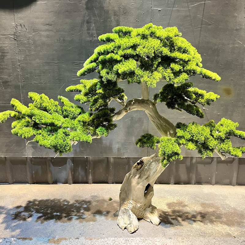 仿真树迎客松松树新中式楼梯下装饰室内摆件大型景观假树造景绿植